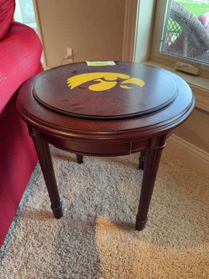 22" round table w/ Hawkeye logo top and glass over Kinnick Stadium picture image