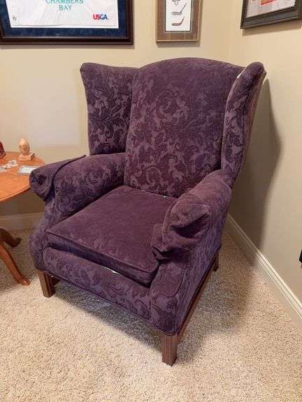 Sofa Express Clayton Marcus purple wingback chair image
