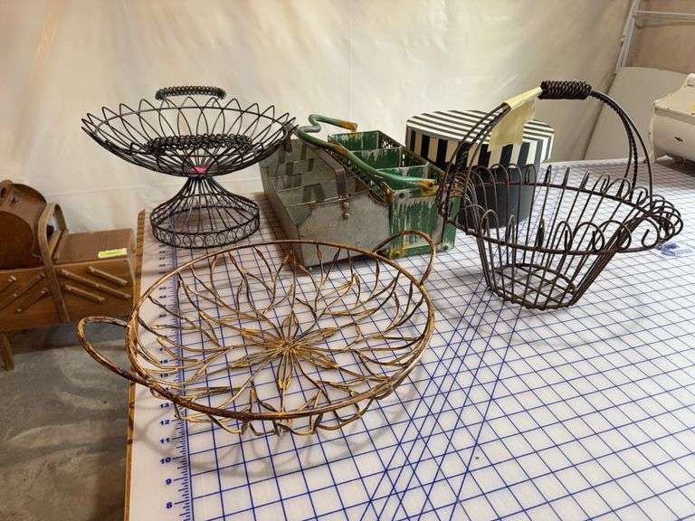 Metal boxes, totes and hatbox tin image