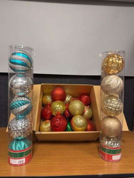 14 large shatterproof ornaments and two tubes shatterproof ornaments image