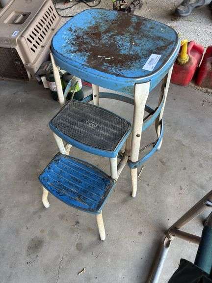 Blue metal vintage Cosco stool image