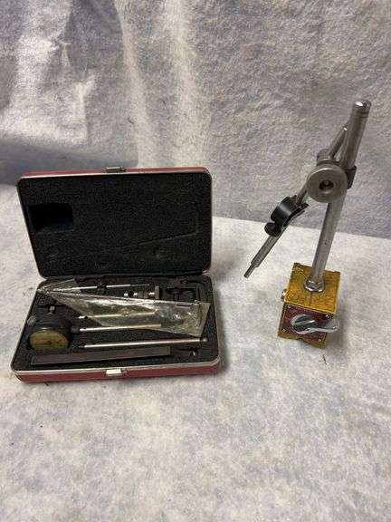Starrett dial indicator set no. 645, ENCO magnetic base for dial indicators. image
