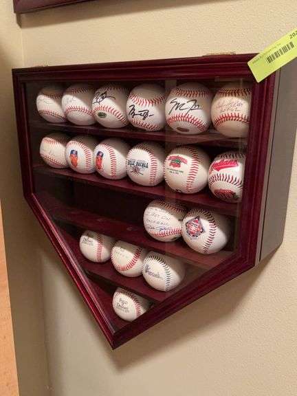 Baseball collection in home plate shaped wall case image