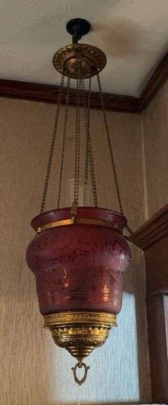 Sanctuary lamp with cranberry shade image