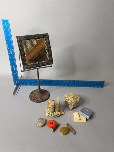 14” tall shaving mirror and dresser accessories image