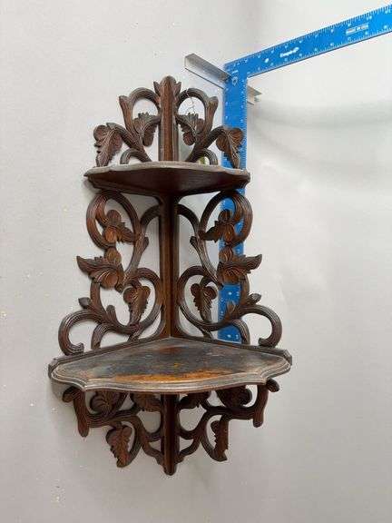 24” tall carved wood wall shelf image