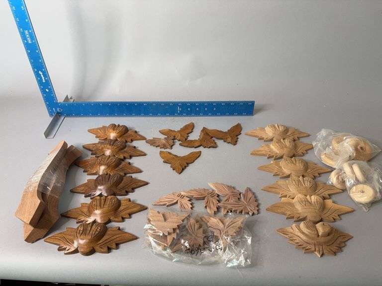 Various pieces carved wood-drawer pulls, accent pieces image