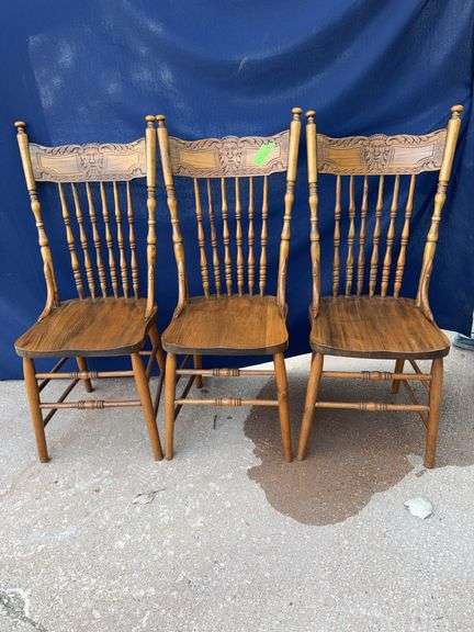 3 Old Man of the North embossed back dining chairs image