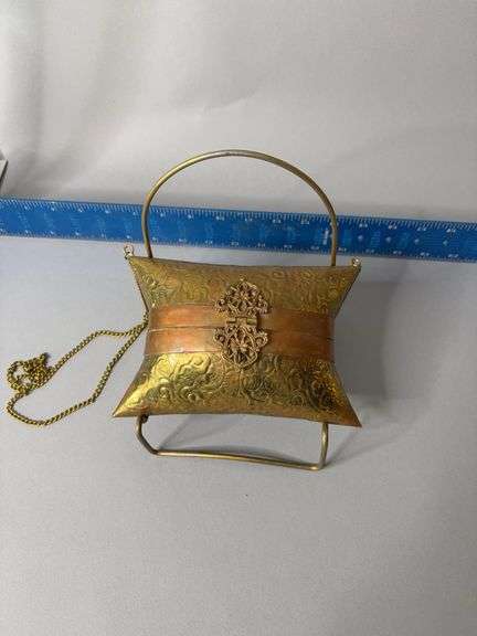 Brass and copper pillow purse image