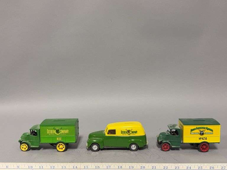 Three Ertl die cast coin banks w/ key image