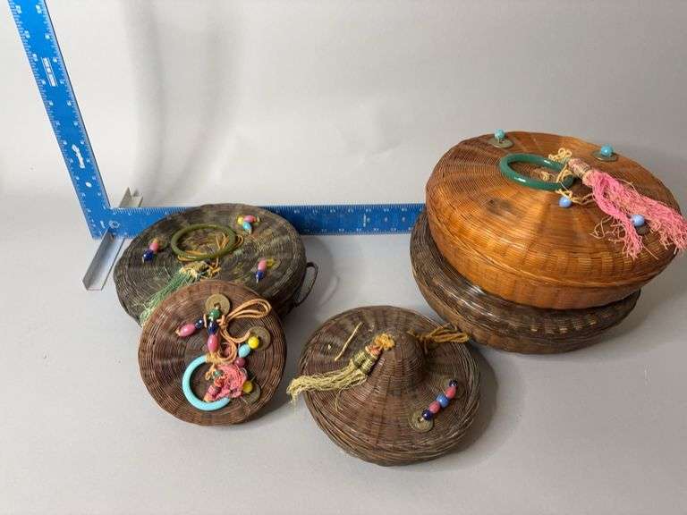 Five sewing baskets image