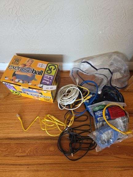 Exercise ball and computer cables image