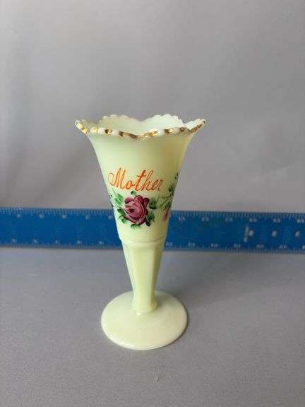 Uranium glass “Mother” bud vase 6” tall image