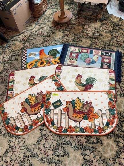 Seven new entry rugs, rooster theme image