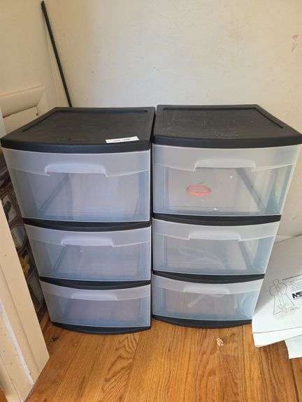 Two plastic 3 drawer cabinets, 12X14X24 each image