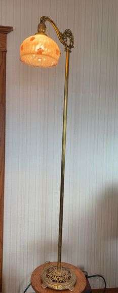 53” tall floor lamp w adjustable head Shade does have chip image