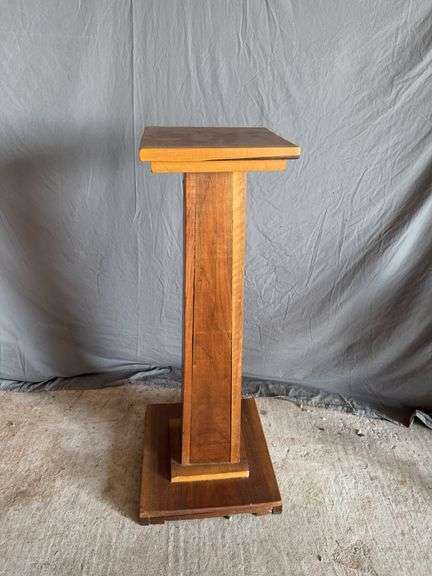 35" tall walnut colonnade plant stand 10" sq top image