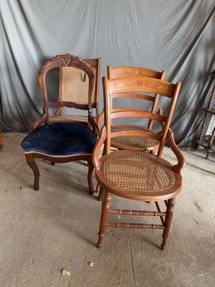 3 walnut chairs and 1 rocker image
