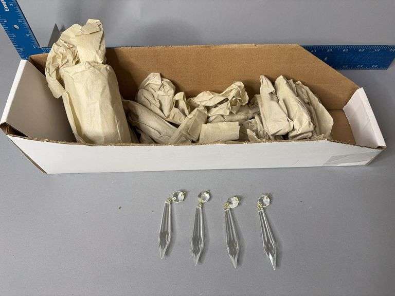 Clear glass prisms, unsorted and uncounted image