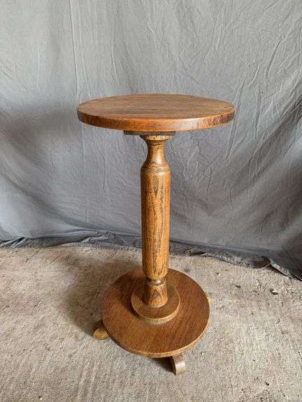 27" tall oak plant stand 12" round image