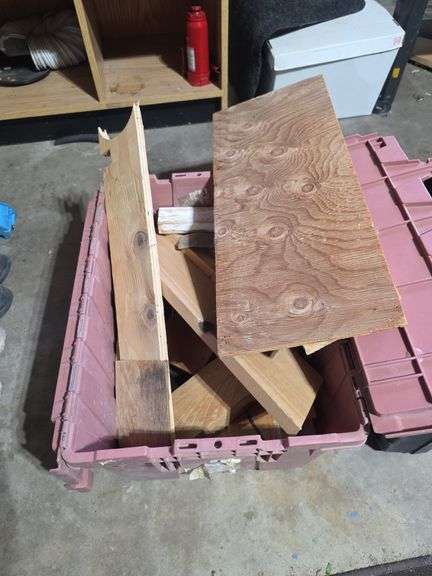 Tote of scrap wood image