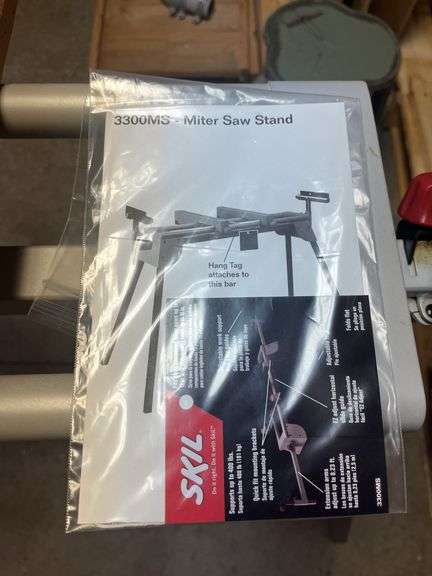 Ryobi 10” compound miter saw Model TS1342 mounted on Skil miter saw stand Model 3300MS