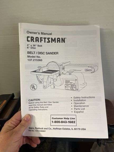 Craftsman 4x36” belt and  6” disc sander