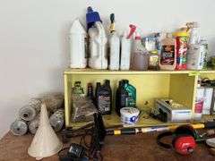 Garden and auto fluids and a few tools