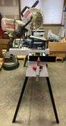 Ryobi 10” compound miter saw Model TS1342 mounted on Skil miter saw stand Model 3300MS
