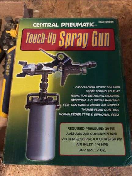 Paint spray gun and Irwin channel lock pliers and wire strippers