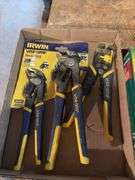 Paint spray gun and Irwin channel lock pliers and wire strippers