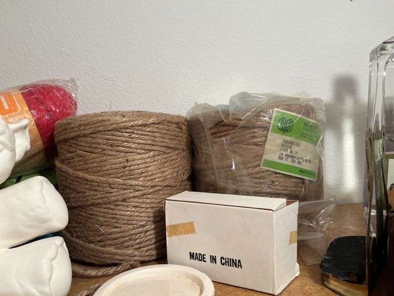 Persian cord, wall art, Thailand jute, bookends, lamp oil, shoe shine kit, entry rug, piece of linoleum and more