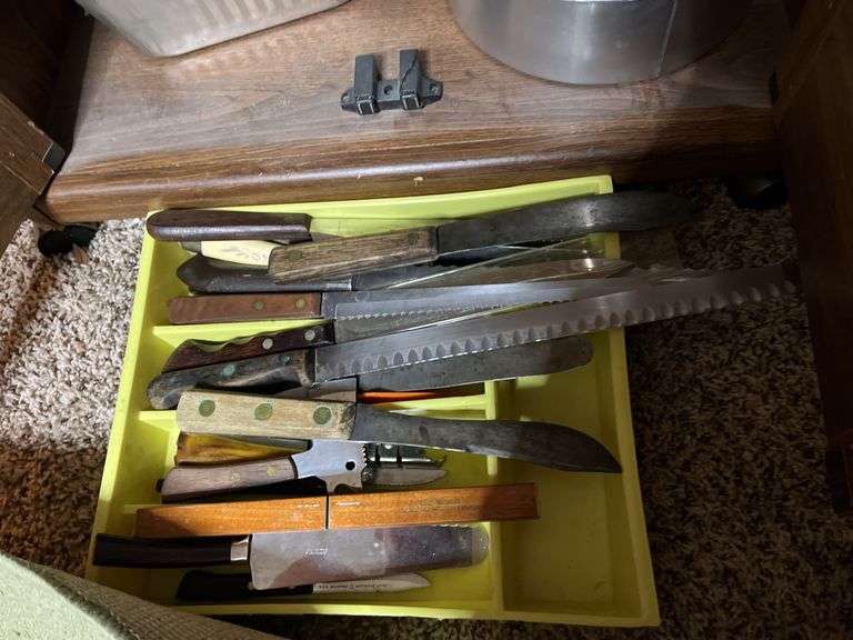 Rolling microwave cart, baking pans and party trays, cutlery