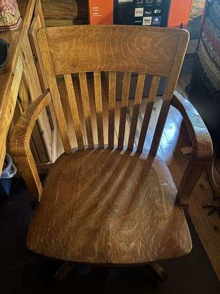 Antique solid oak desk chair