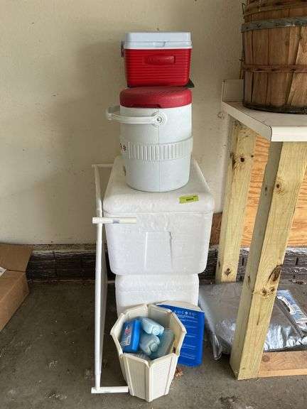 Styrofoam coolers, beverage coolers, bushel baskets, artifical flowers etc...