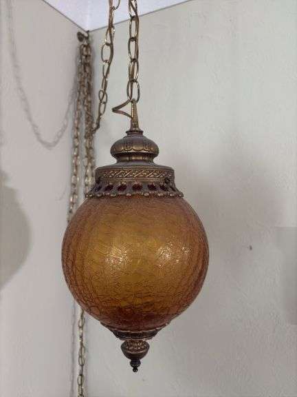 Retro swag lamp 8" globe and modern floor lamp