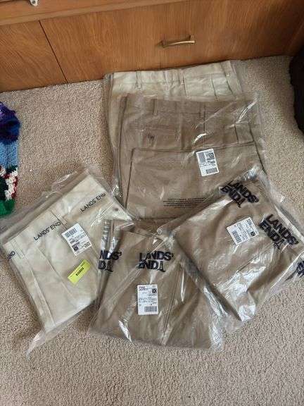 3 pr new Lands End Khaki slacks 42 x 32, 2 pr new Lands End Khaki shorts 42