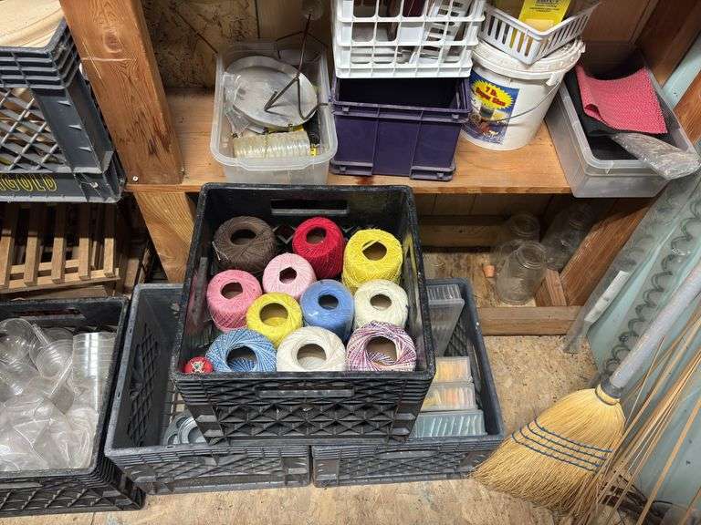 Large assortment of craft items, including thread, foam board, embroidery floss, pots, wood cut out items and so much more