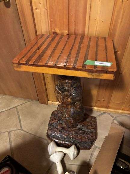Unique knotty pine side table 14 x 18 x 28