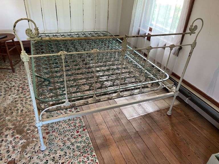 Full size metal bed with headboard and footboard Don’t let the springs deter you from bidding, if you just want the bed you can leave the springs. BLUE LIGHT SPECIAL, this sale only!!