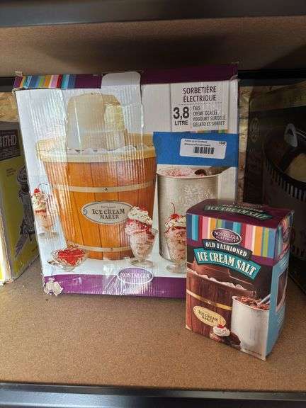 Ice cream maker and box of rock salt - new