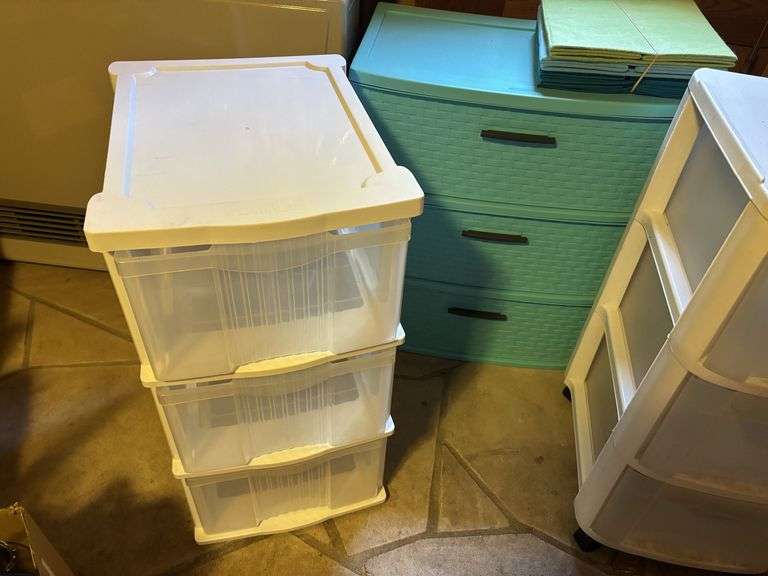 Plastic storage drawer units