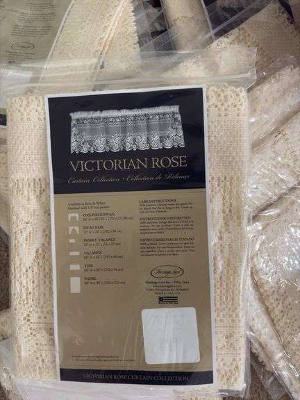 Lace work includes doilies, dresser runners, curtain panels etc Victorian Rose and other patterns