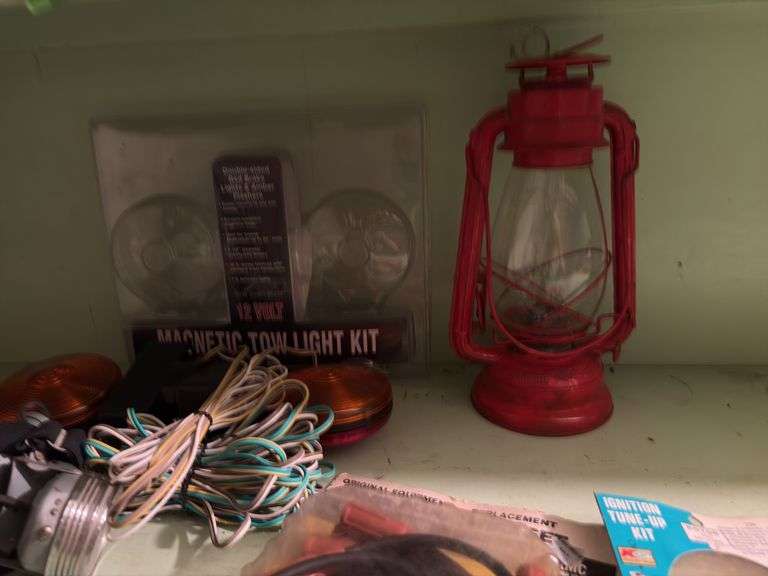 Winged Wheel No. 500 lantern, ignition tune up kit, tow light kit and spark plug wire set