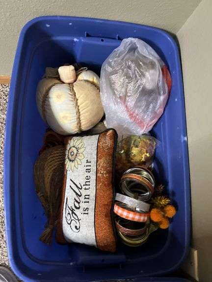 4 large totes of Fall type decor