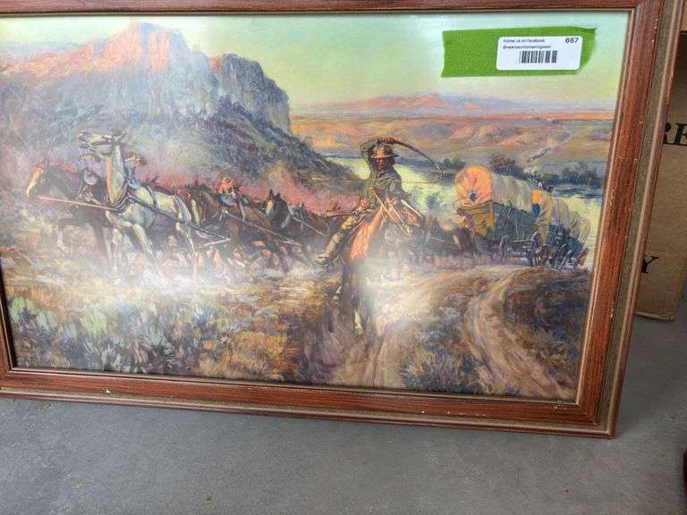 "The Jerkline" Charles Russell print 26 x 18