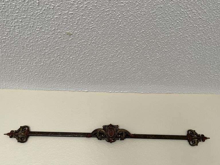 80" antique curtain rod and modern lace curtains