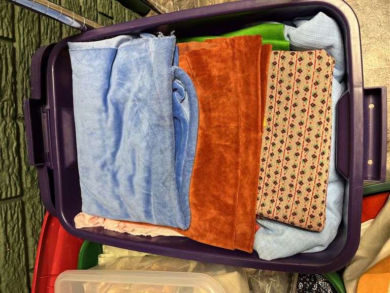 4 large totes of various fabric, LOTS!