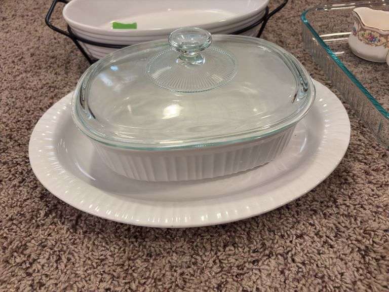 Baking and serving dishes, Corning ware and glass
