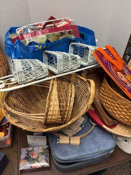 Baskets, sewing hoop, shopping bags etc...